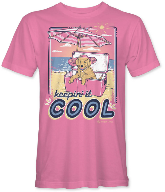 Keepin' It Cool - Golden Retriever on Beach YOUTH Azalea T-Shirt - ITSA GIRL THING Short Sleeve Tee