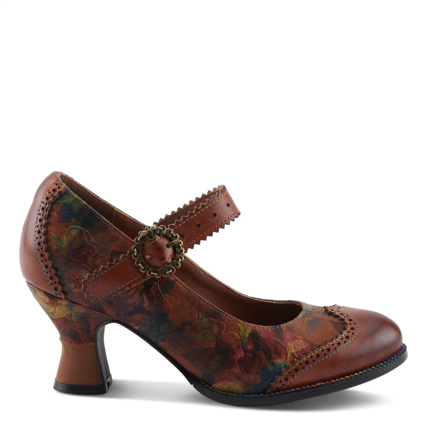 MACIAS-FLEUR Camel multi a timeless elegant baroque-inspired Mary Jane shoe by L`ARTISTE