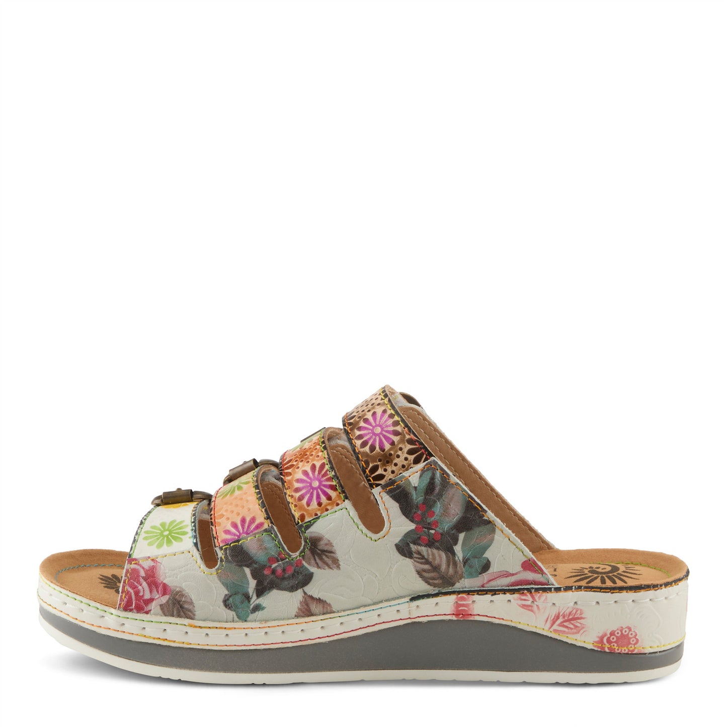 BELLINI White Multi  Slide Sandal by L`ARTISTE