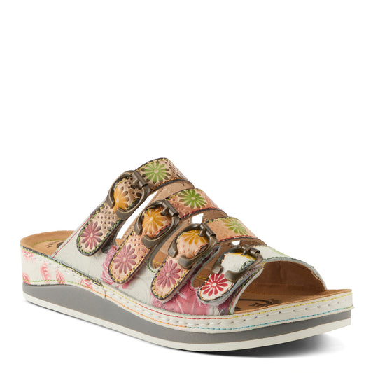 BELLINI White Multi  Slide Sandal by L`ARTISTE