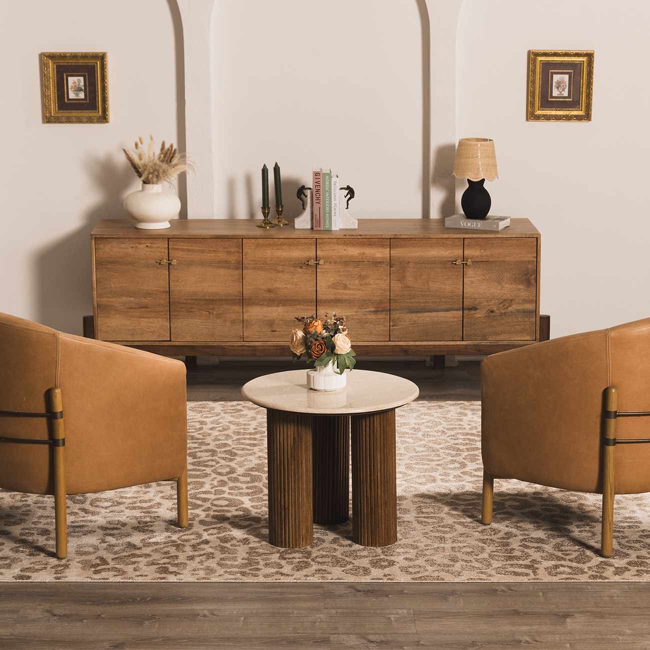 Tan Bonhill Leopard Print Area Rug