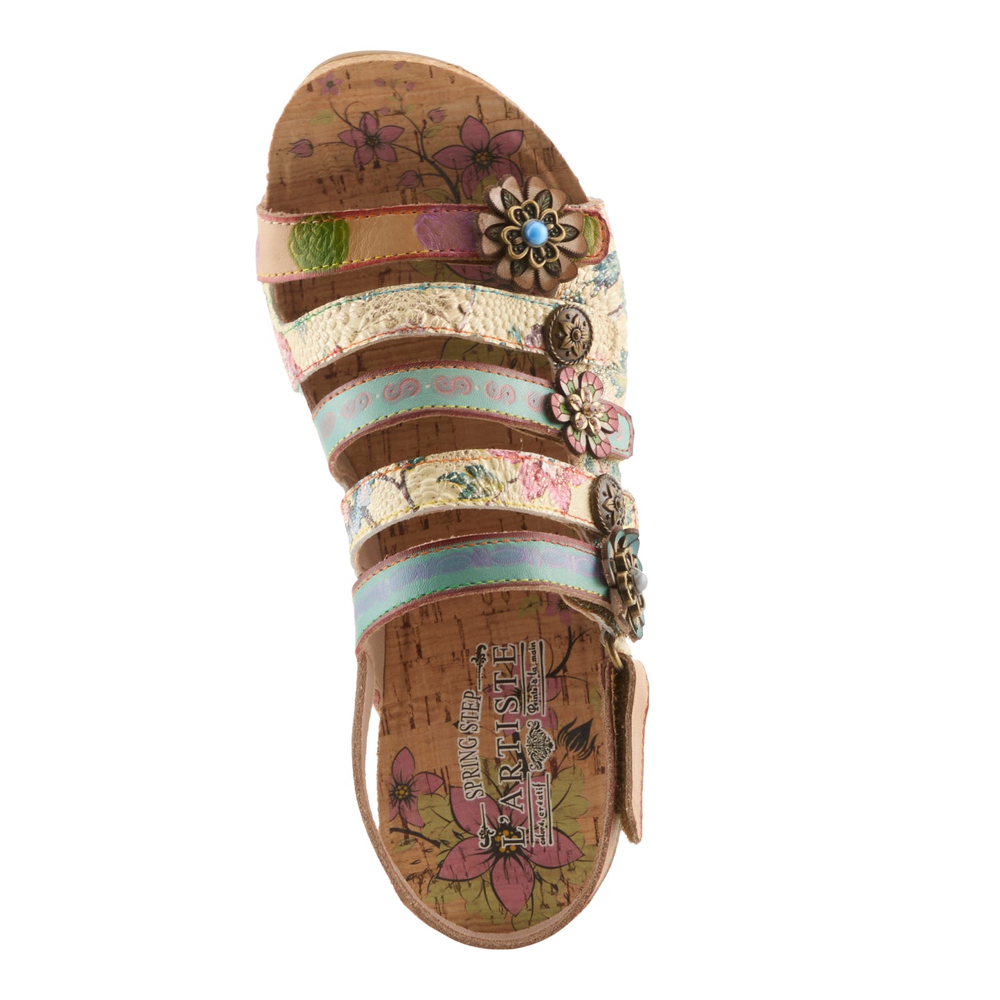 BUCKLEITUP Beige Multi Wedge Heel by L'Artiste from Spring Step Shoes