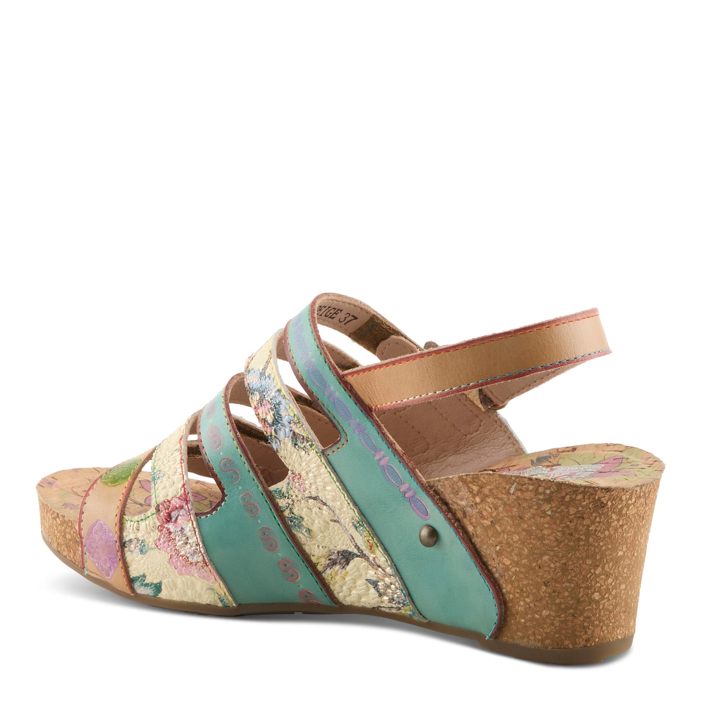BUCKLEITUP Beige Multi Wedge Heel by L'Artiste from Spring Step Shoes