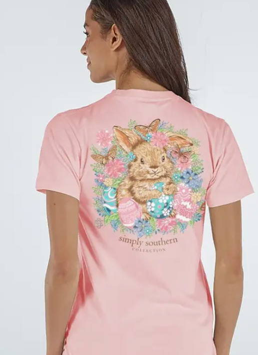 BUNNY-PEACH - Short Sleeve Tee - #SIMPLYSOUTHERN