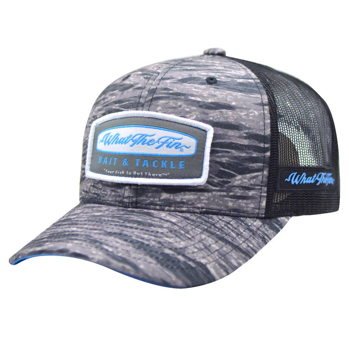Black Water Bait & Tackle Patch What The Fin Snapback Trucker Hat