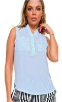 Ballad Blue High Low Pocket Blouse