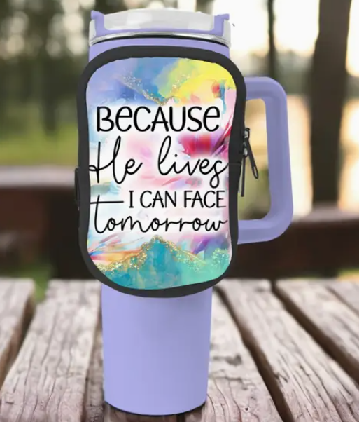 Because He Lives Zippered Pouch/Bag For 40oz Tumbler