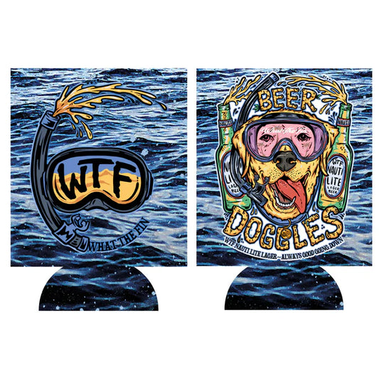 Beer Doggles Koozie WTF Nauti Lite Lager- What The Fin