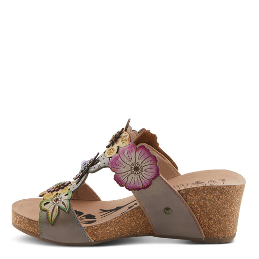 PRETTY PETALS Grey Multi Floral Sandal by L`ARTISTE
