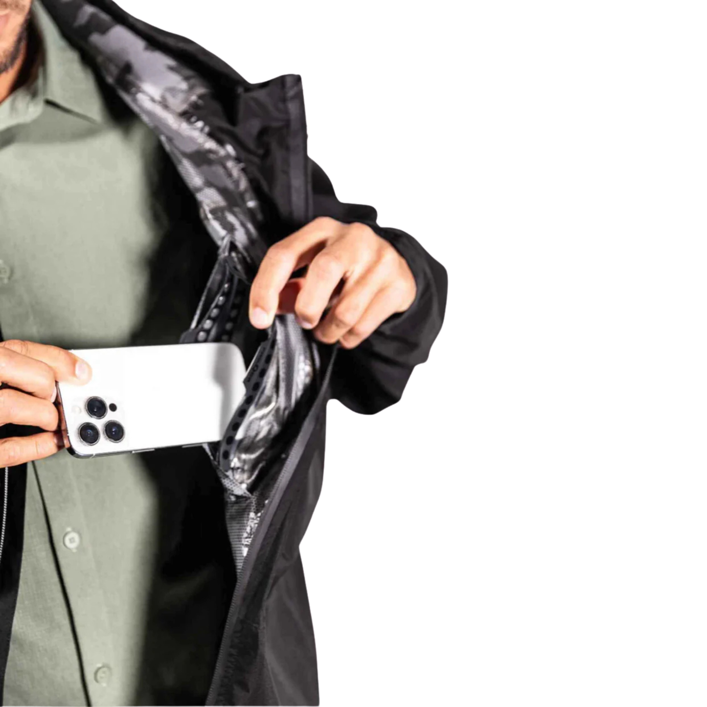 Black Fin - Waterproof Pocket Rain Jacket by Dry Pocket Apparel