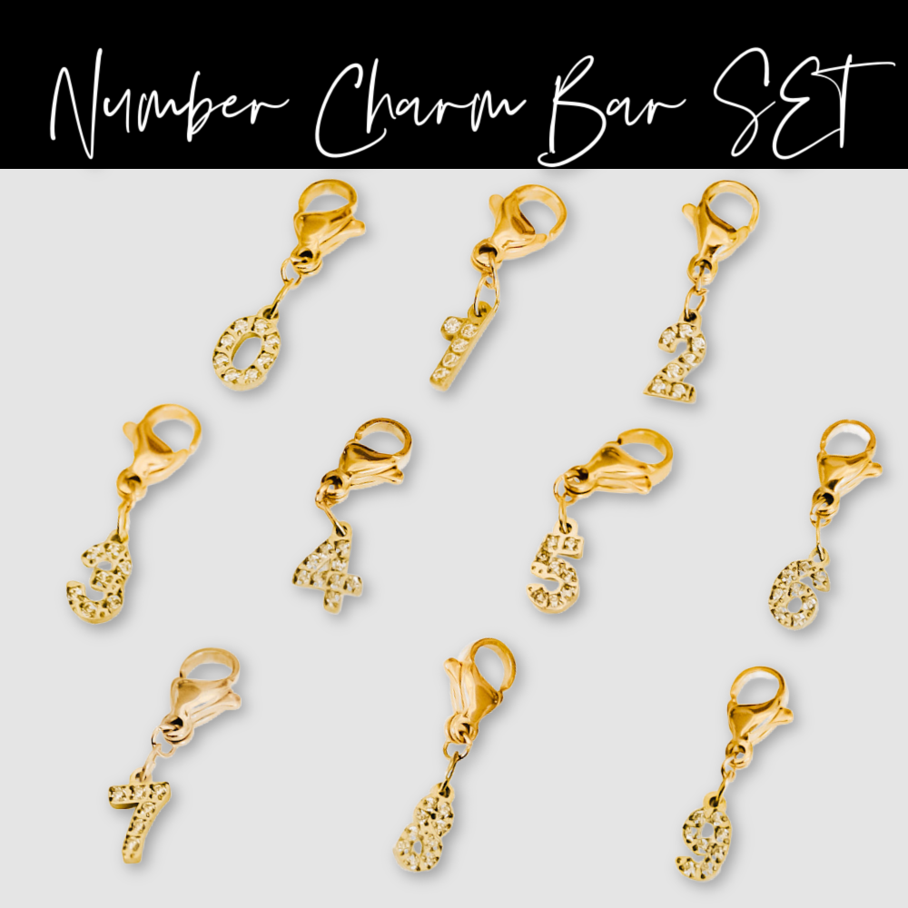 Bundled Number Charm Bar Chanelle Charms - WATERPROOF
