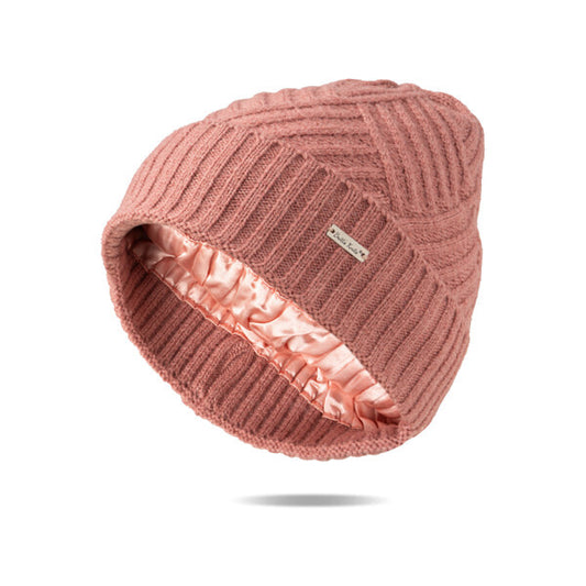 Britt's Knits Satin-Lined Pink Beanie say goodbye to hat hair!