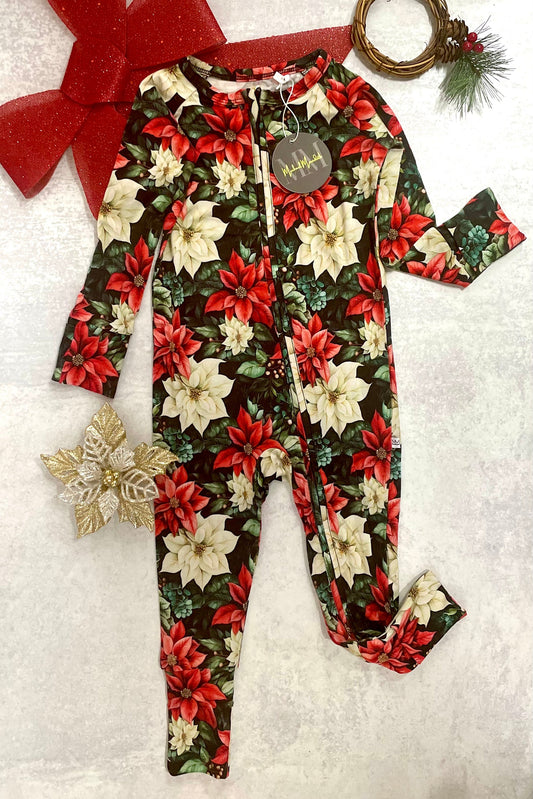 Pollyanna’s Poinsettia Convertible Zippy One PIece Kids PJ