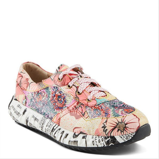 Cabaret Pink Multi Leather Combo sneaker by L`ARTISTE