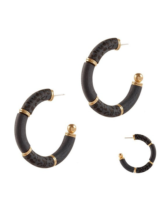 40mm Wood Imprinted Animal Print Earring