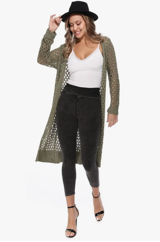 Black Capri Mineral Wash Leggings With Waistband- T*Party