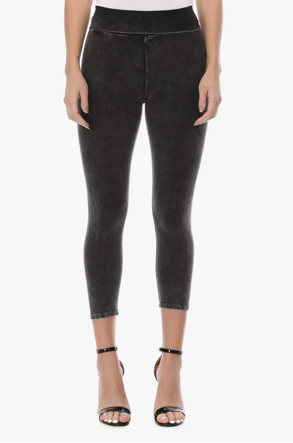 Black Capri Mineral Wash Leggings With Waistband- T*Party