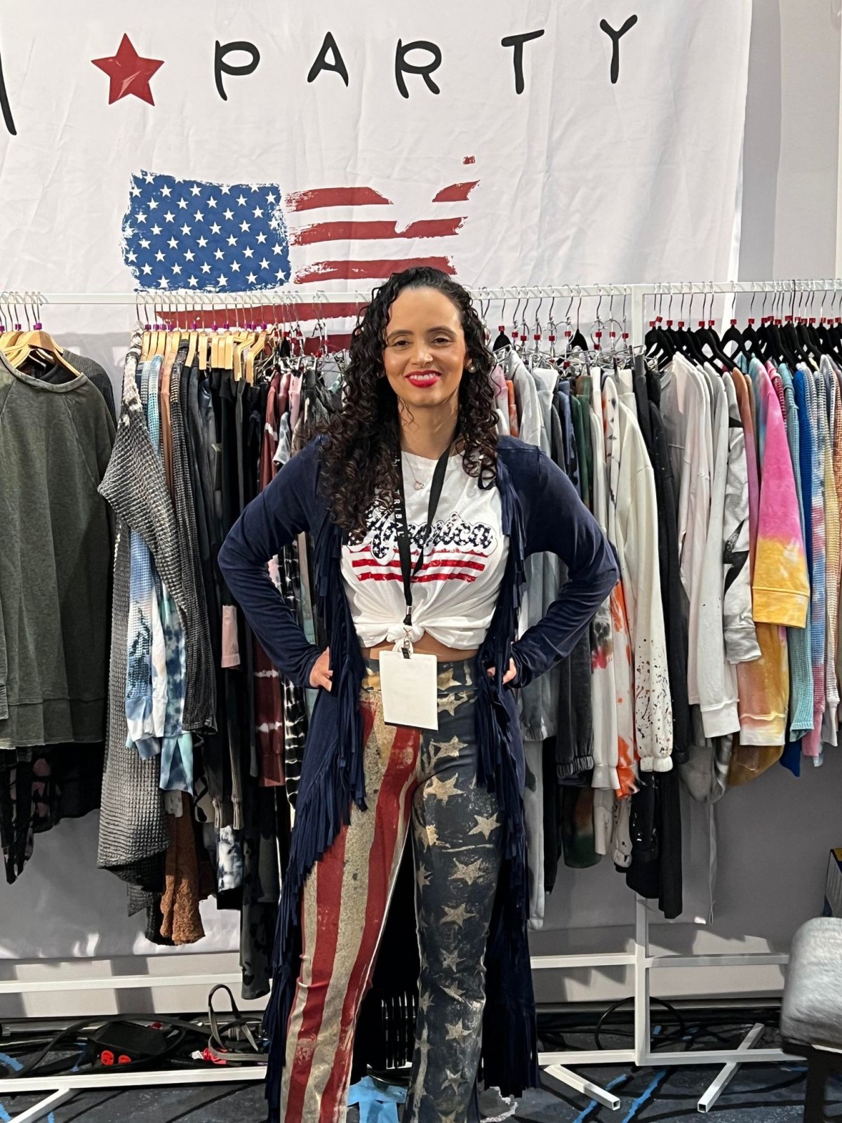 American Flag Batik Dye Stars And Stripes Fold Over Waistband Yoga Pant - T*Party
