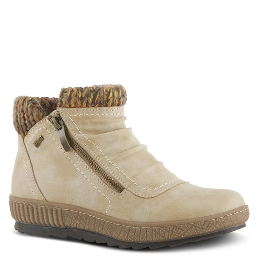Cleora water resistant manmade leather pull-on bootie - Light Beige by SPRING STEP