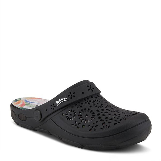 Contigo Black Croc like Slide on Shoe by SPRING STEP