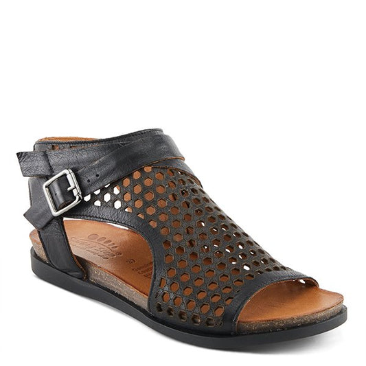 Covington Black leather cut-out sandals. by SPRING STEP