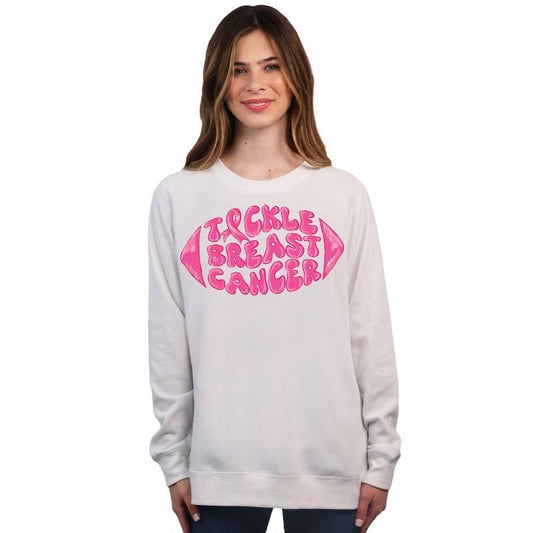 Tackle Breast Cancer - Snow - Crew Long Sleeve Pullover - Simply Southern Collection