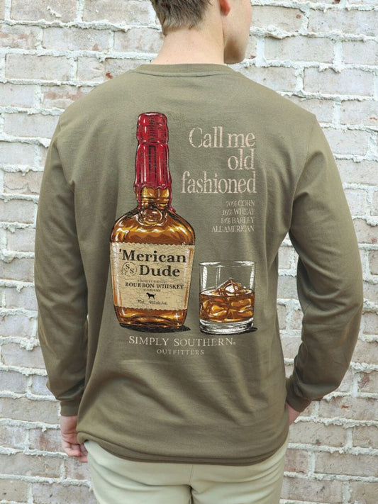 Call me old fashioned 'Merican Dude - Men's Long Sleeve Tee - #SIMPLYSOUTHERN - MN-LS-WHISKEY-TULEPO