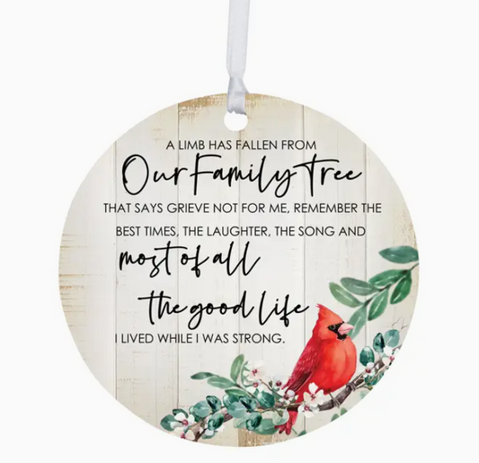 Cardinal Christmas Memorial Ornament: A Limb Has Fallen