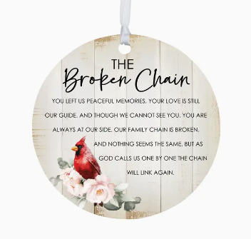 Cardinal Christmas Remembrance: the Broken Chain Ornament