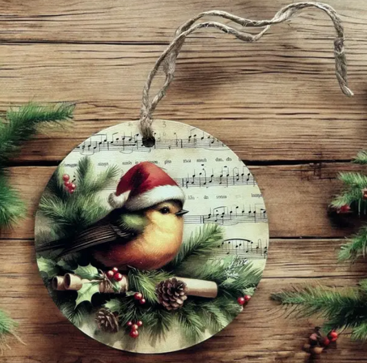 Christmas Bird - Wood Holiday Ornament