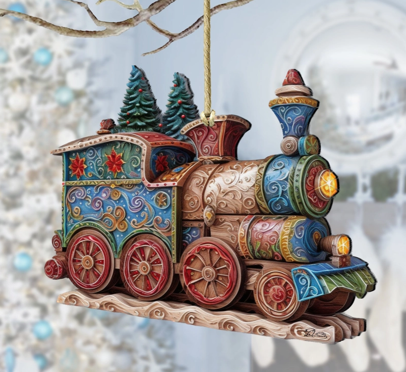 Christmas Train Wood Ornaments G.Debrekht Christmas