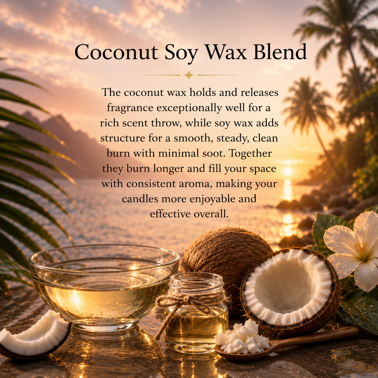 Amber Tides, Premium Coconut-Soy Wax Tea Light Crystal Candle, 1oz