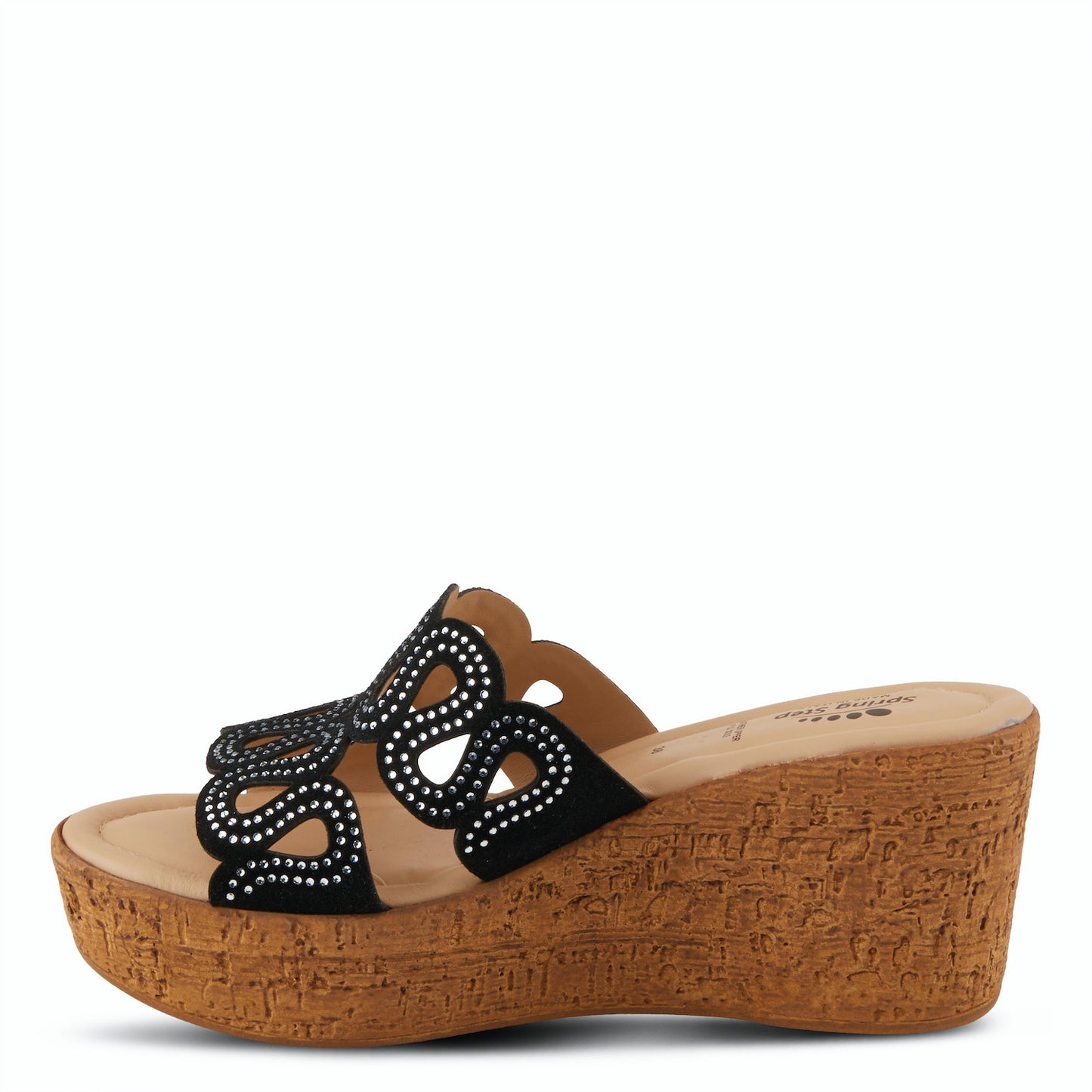 MSSTEAMY Black Suede Slide Wedge Sandal