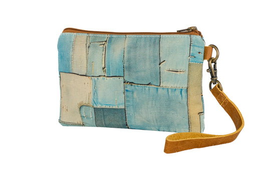 Indigo Cott N Curls Canvas Wristlet Purse