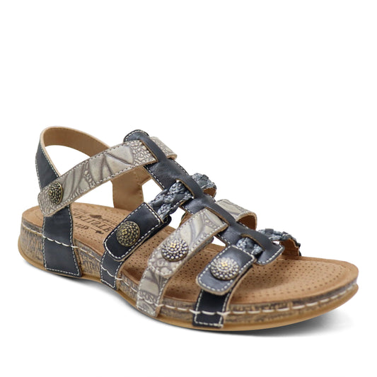 DELILA Plush Cushion Black Multi Sandal by L'Artiste from Spring Step Shoes