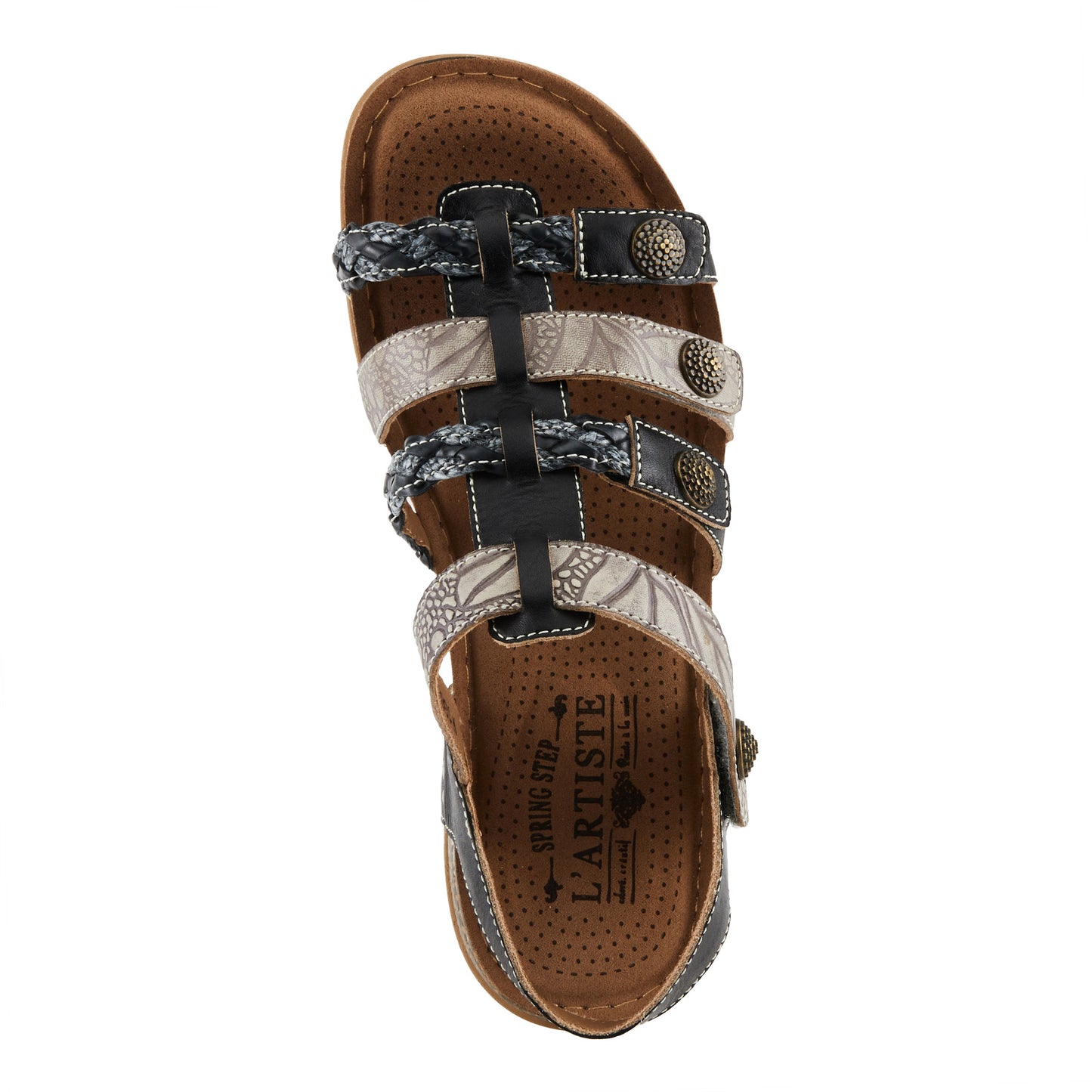 DELILA Plush Cushion Black Multi Sandal by L'Artiste from Spring Step Shoes