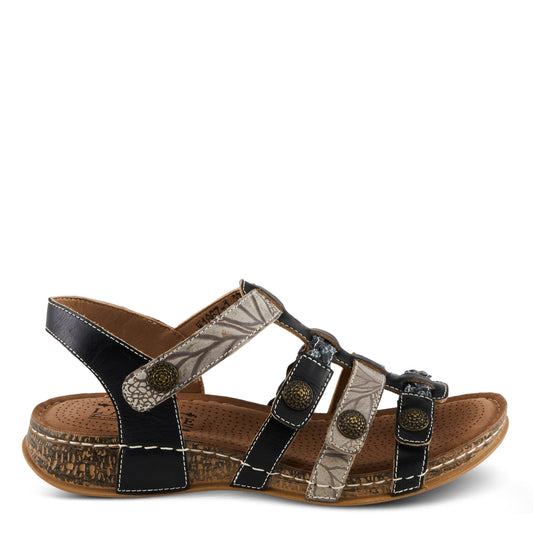 DELILA Plush Cushion Black Multi Sandal by L'Artiste from Spring Step Shoes