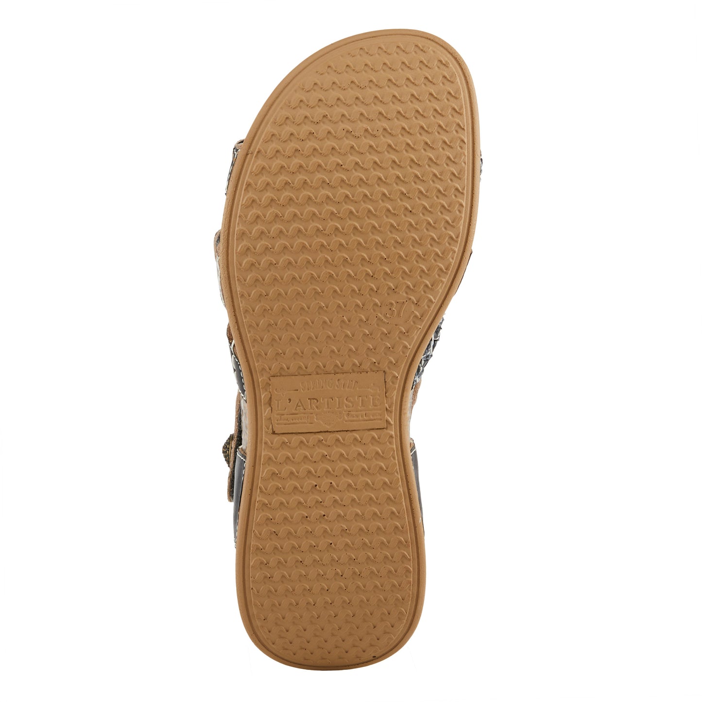 DELILA Plush Cushion Black Multi Sandal by L'Artiste from Spring Step Shoes