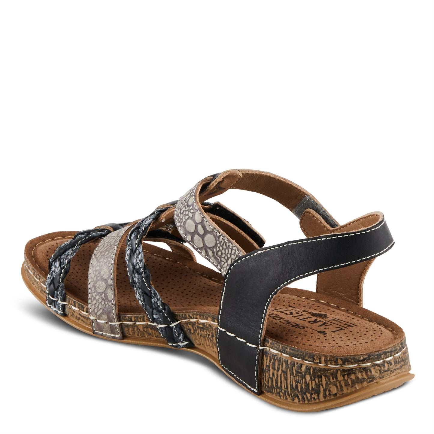 DELILA Plush Cushion Black Multi Sandal by L'Artiste from Spring Step Shoes