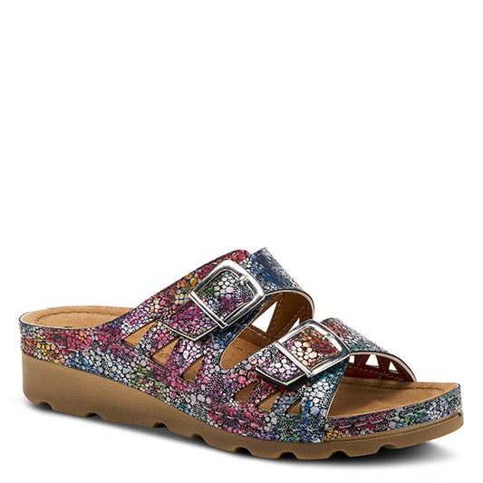 Delphis Navy Multi Two Strap Slide Sandal by Flexus