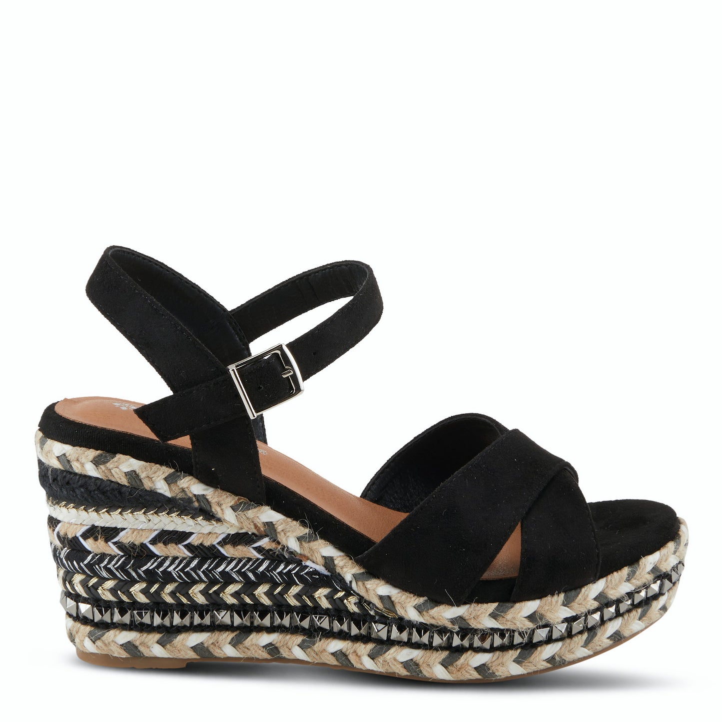 SLOANE Black espadrille platform SANDAL Wedge by Patrizia