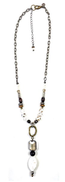 Short Beaded with Solder Glass Dangle Necklace