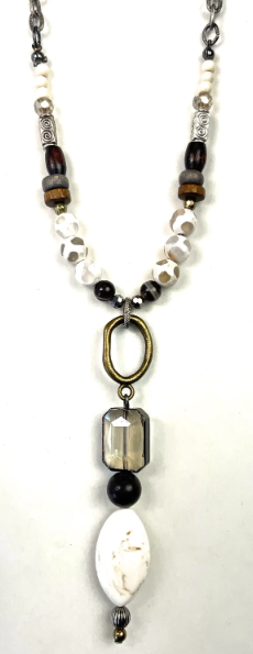 Short Beaded with Solder Glass Dangle Necklace