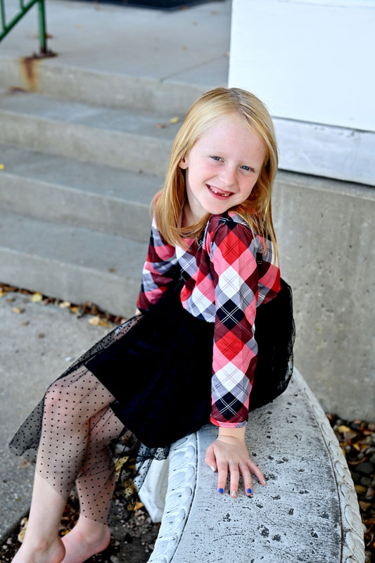 Plaid Holiday Milk Silk Tutu Dress