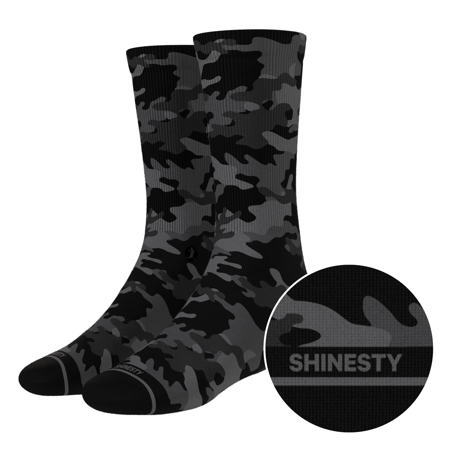 The Darkside | Black Camouflage Heel Hammock™ Crew Socks
