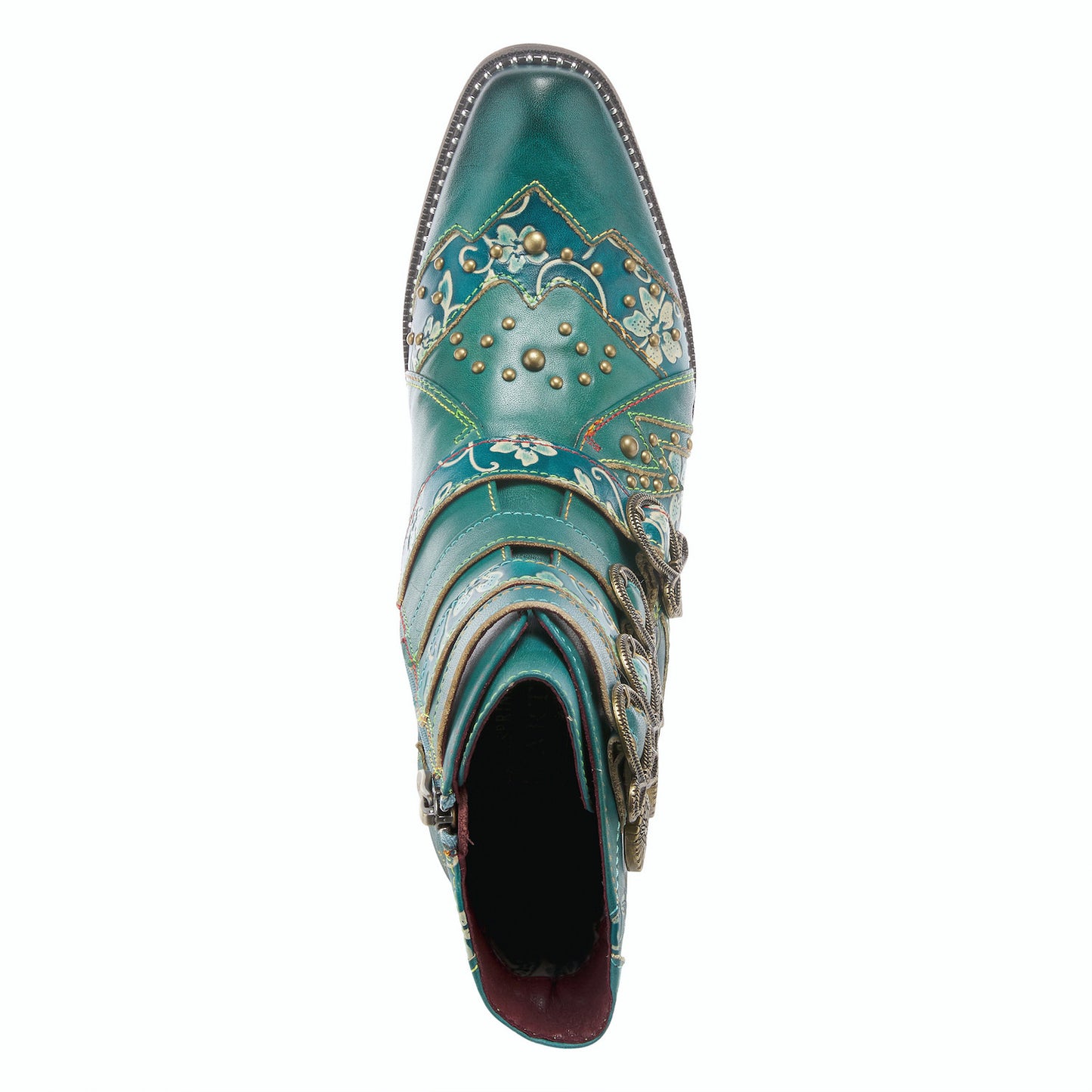 RODEHA BOOTS - Teal Victorian-inspired booties by L`ARTISTE