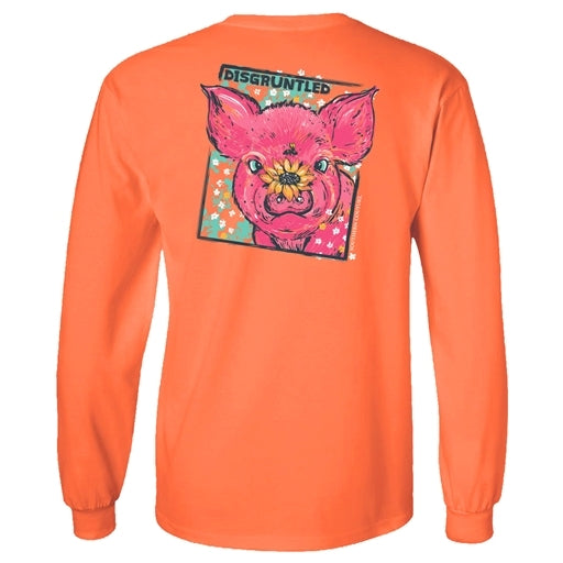 Disgruntled Pig on LS - Melon Southern Couture Comfort Color Long Sleeve Tee