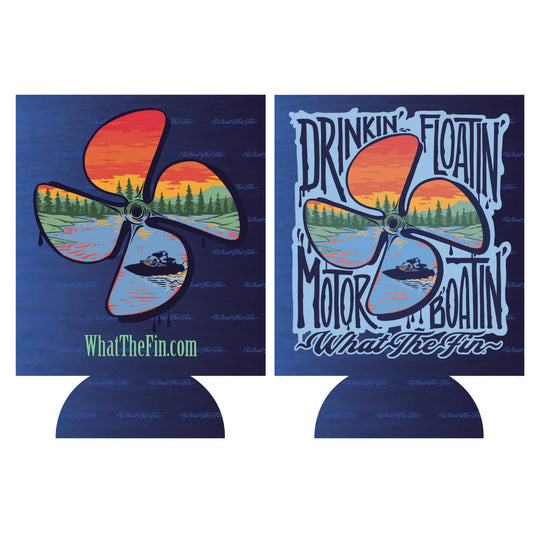 Drinkin Floatin Motor Boatin (Lake) Koozie WTF - What The Fin