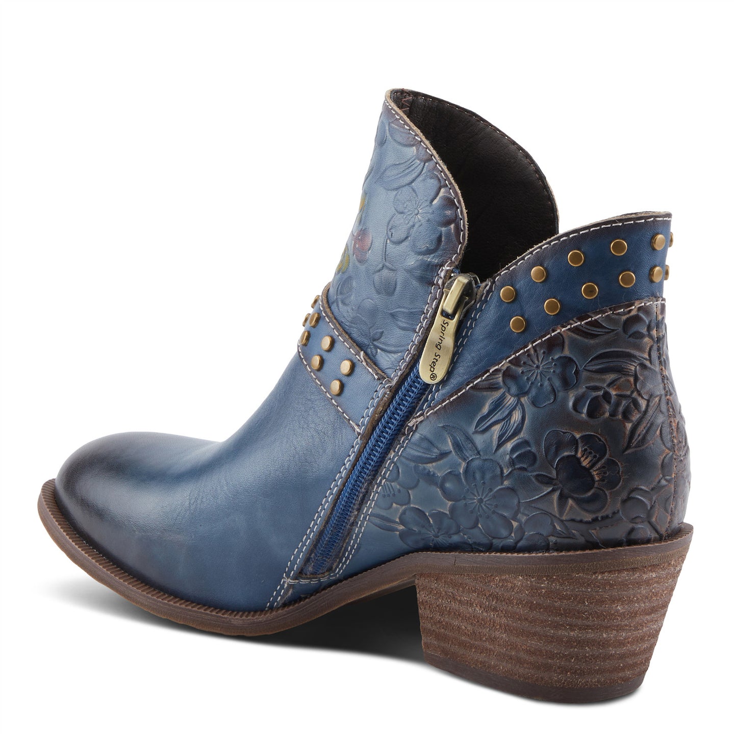 DAINTYLADY Floral Embellishments and Studded Belt Boot Blue Multi Color - by L`ARTISTE