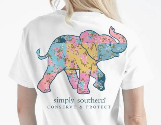 ELEPHANT TRACKER - PATCH WHITE- YTH Short Sleeve Tee - #SIMPLYSOUTHERN